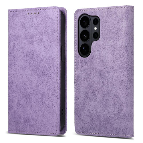 Samsung Galaxy S26 UItra Business Solid Color Magnetic RFID Leather Phone Case - Purple
