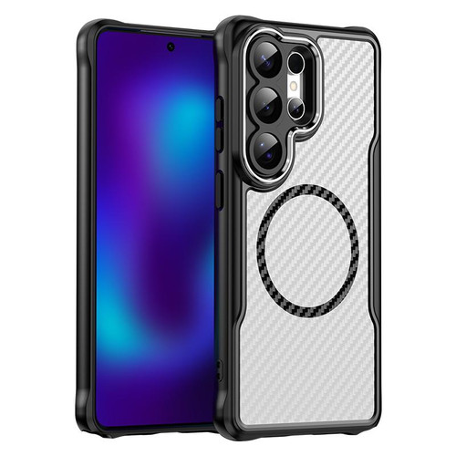 Samsung Galaxy S26 UItra Carbon Fiber Texture MagSafe Translucent Phone Case - Black
