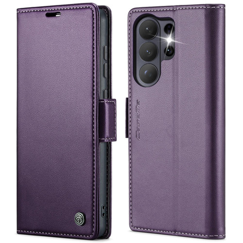 Samsung Galaxy S26 UItra CaseMe 023 Butterfly Buckle Litchi Texture RFID Anti-theft Leather Phone Case - Purple