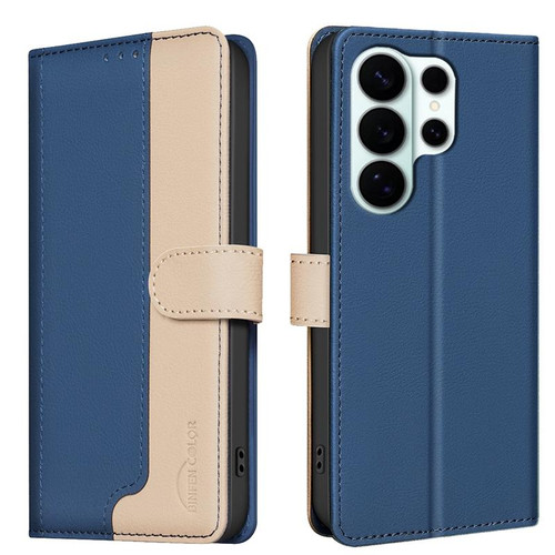 Samsung Galaxy S26 UItra Color Matching RFID Anti-theft Leather Phone Case - Blue