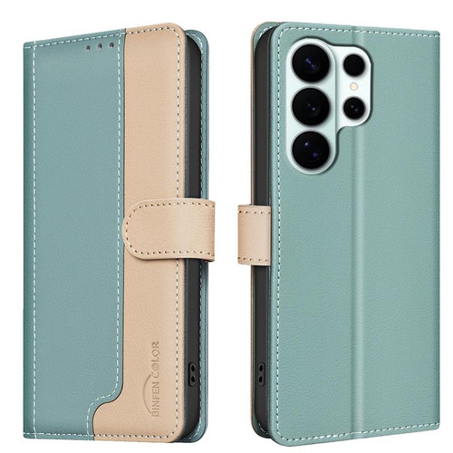 Samsung Galaxy S26 UItra Color Matching RFID Anti-theft Leather Phone Case - Green