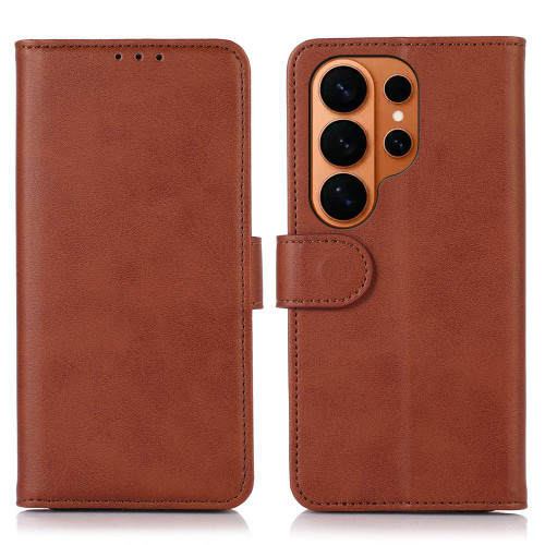 Samsung Galaxy S26 UItra Cow Texture Flip Leather Phone Case - Brown