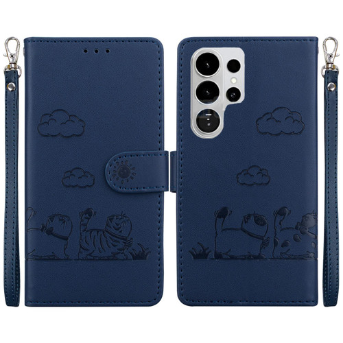 Samsung Galaxy S26 UItra Cute Cats RFID Leather Phone Case - Blue