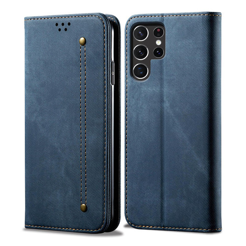 Samsung Galaxy S26 UItra Denim Texture Casual Style Horizontal Flip Leather Case - Blue