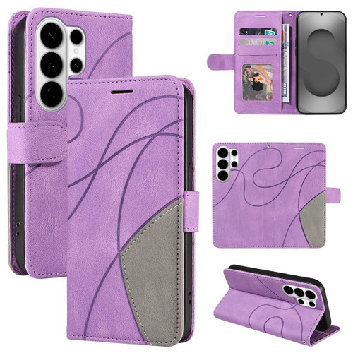 Samsung Galaxy S26 UItra Dual-color Splicing Flip Leather Phone Case - Purple