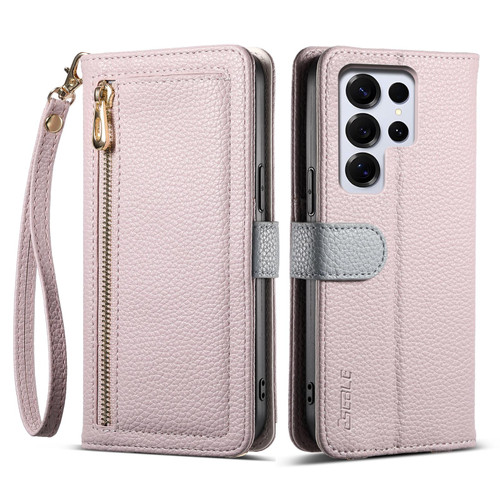 Samsung Galaxy S26 UItra ESEBLE E11 Colorful Litchi Pattern Zipper Wallet Leather Phone Case - Light Purple
