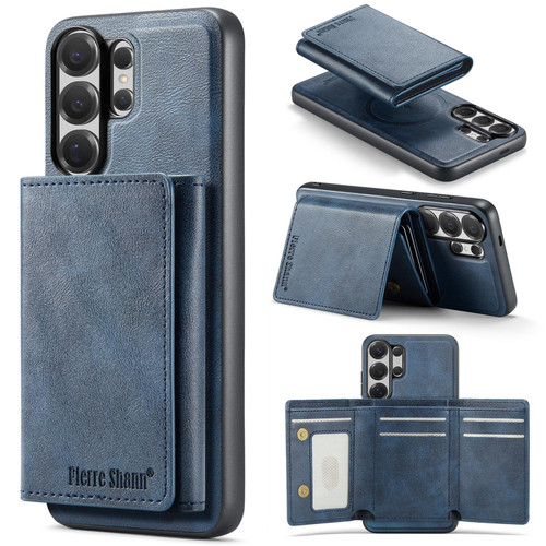 Samsung Galaxy S26 UItra Fierre Shann 2 in 1 Holder RFID Card Slot Wallet MagSafe Phone Case - Blue