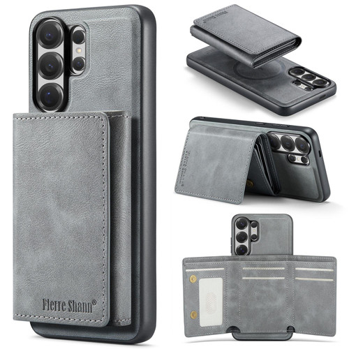 Samsung Galaxy S26 UItra Fierre Shann 2 in 1 Holder RFID Card Slot Wallet MagSafe Phone Case - Grey