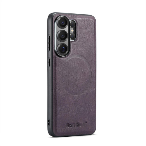 Samsung Galaxy S26 UItra Fierre Shann FS-027 Cowhide Texture MagSafe Magnetic Phone Case - Purple