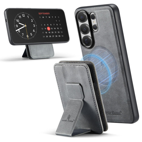 Samsung Galaxy S26 UItra Fierre Shann FS028 MagSafe RFID Card Holder Back Phone Case - Grey