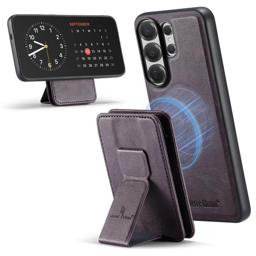 Samsung Galaxy S26 UItra Fierre Shann FS028 MagSafe RFID Card Holder Back Phone Case - Purple