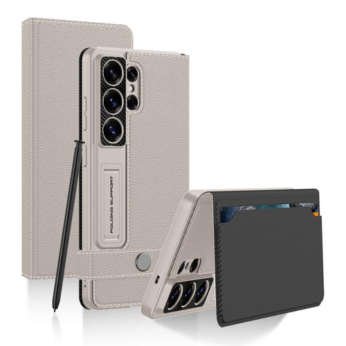 Samsung Galaxy S26 UItra GKK Flip Wallet Leather Phone Case, Without Pen - Grey