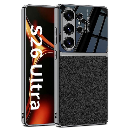 Samsung Galaxy S26 UItra GKK Plating TPU + Leather Full Coverage Phone Case - Black