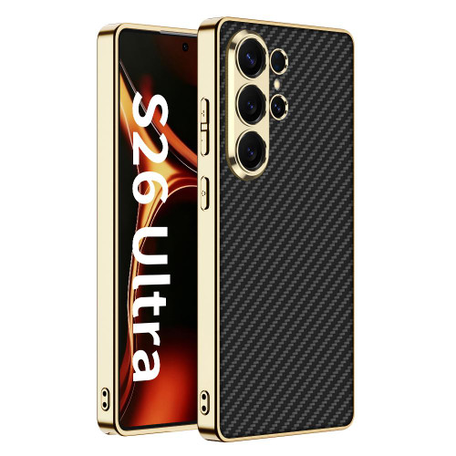 Samsung Galaxy S26 UItra GKK Plating TPU + Leather Full Coverage Phone Case - Carbon Fiber