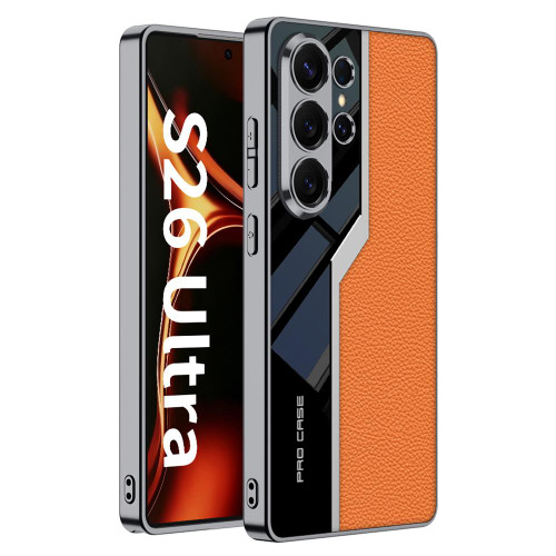 Samsung Galaxy S26 UItra GKK Plating TPU + Leather Supercar Full Coverage Phone Case - Orange