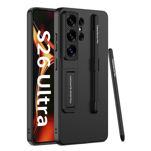 Samsung Galaxy S26 UItra GKK Ultra-thin Holder Phone Case with Pen Slots & Stylus Pen - Black