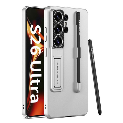 Samsung Galaxy S26 UItra GKK Ultra-thin Holder Phone Case with Pen Slots & Stylus Pen - Silver