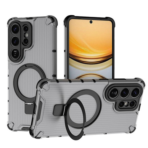 Samsung Galaxy S26 UItra Grating Holder Shockproof Phone Case - Transparent Black