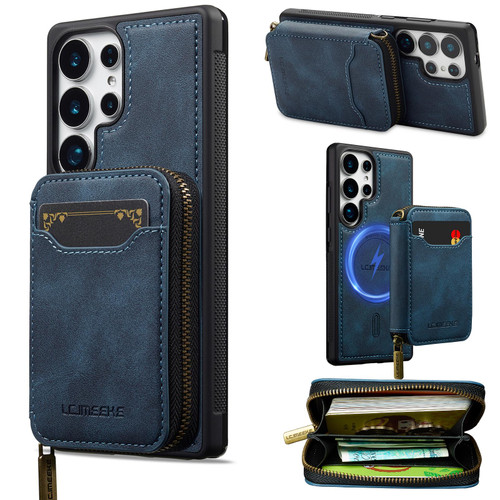 Samsung Galaxy S26 UItra LC.IMEEKE L6 Series Zipper Card Bag MagSafe Magnetic Phone Case - Blue