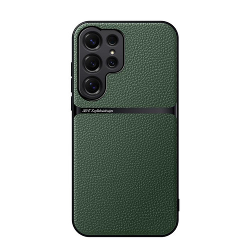 Samsung Galaxy S26 UItra Litchi Leather Magnetic Full Coverage Shockproof Phone Case - Green