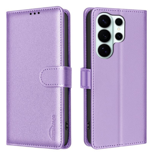Samsung Galaxy S26 UItra Litchi Texture RFID Anti-theft Leather Phone Case - Purple