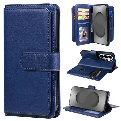 Samsung Galaxy S26 UItra Multi-Function Wallet 10 Card Slots Leather Phone Case - Dark Blue