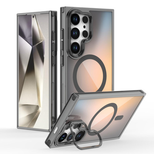 Samsung Galaxy S26 UItra Plating Gradient Discolor MagSafe Phone Case with Holder - Black