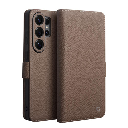 Samsung Galaxy S26 UItra QIALINO Classic 5th Gen Genuine Leather Phone Case - Khaki