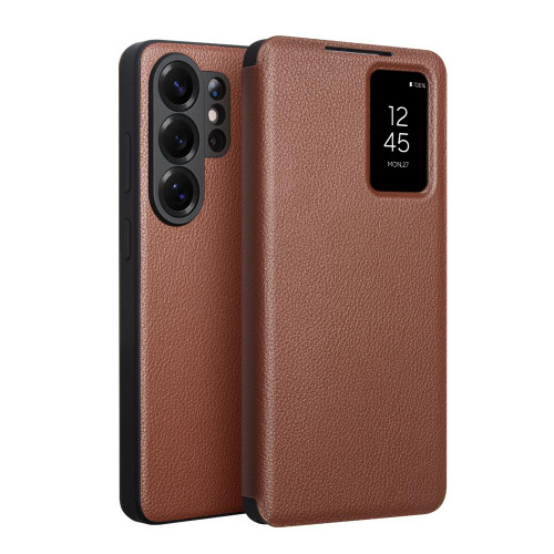 Samsung Galaxy S26 UItra QIALINO Magnetic Genuine Leather Phone Case - Brown