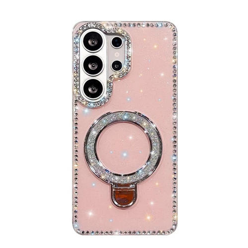 Samsung Galaxy S26 UItra Rhinestone Glitter Kickstand Dual-side IMD Phone Case - Glitter Light Pink