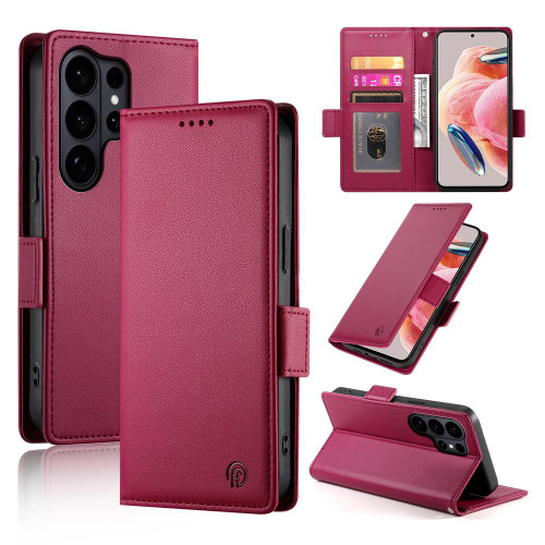 Samsung Galaxy S26 UItra Side Buckle Magnetic Frosted Leather Phone Case - Wine Red