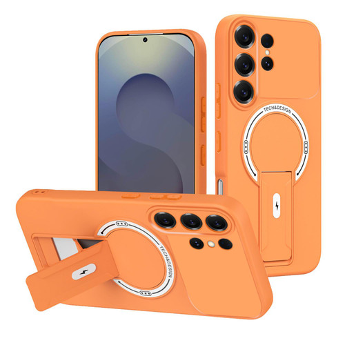 Samsung Galaxy S26 UItra Skin Feel MagSafe Phone Case with Holder - Orange