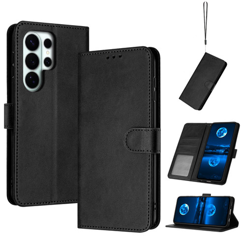 Samsung Galaxy S26 UItra Solid Calf Texture Flip Leather Phone Case - Black