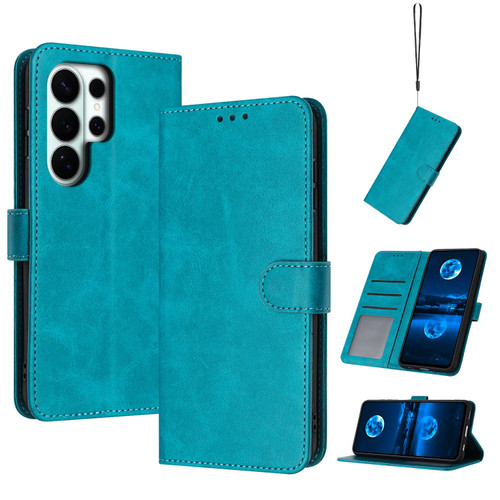 Samsung Galaxy S26 UItra Solid Calf Texture Flip Leather Phone Case - Green