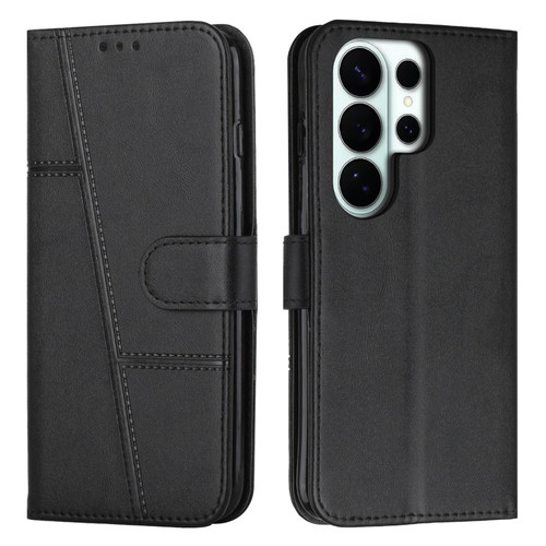 Samsung Galaxy S26 UItra Stitching Calf Texture Buckle Leather Phone Case - Black