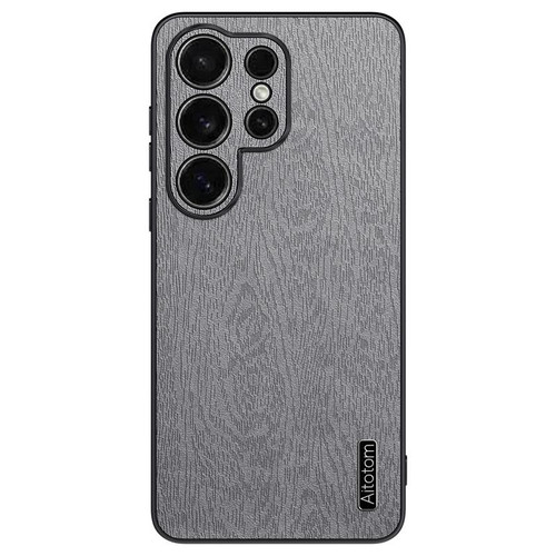 Samsung Galaxy S26 UItra Tree Bark Leather Shockproof Phone Case - Grey