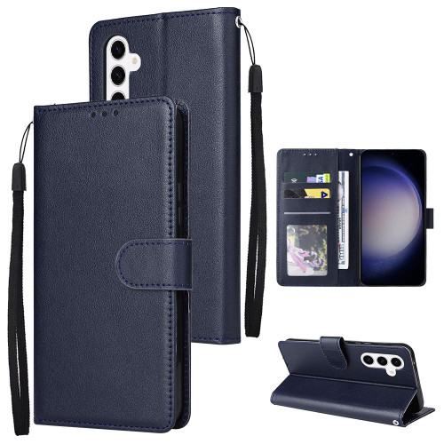 Samsung Galaxy S26+ 3-Card Slots Multifunctional Leather Phone Case - Blue