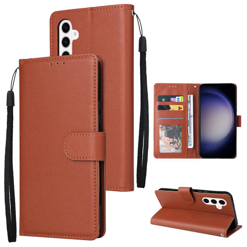 Samsung Galaxy S26+ 3-Card Slots Multifunctional Leather Phone Case - Brown