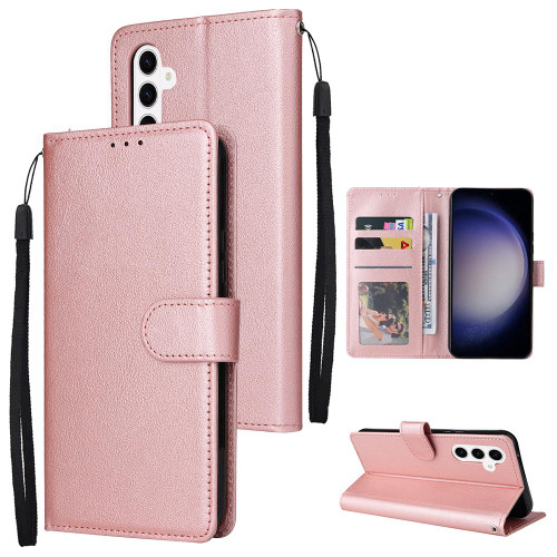 Samsung Galaxy S26+ 3-Card Slots Multifunctional Leather Phone Case - Rose Gold