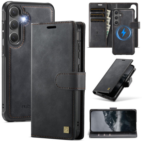 Samsung Galaxy S26+ AutSpace A05 2 in 1 Retro Calf Texture MagSafe Magnetic Phone Case - Black
