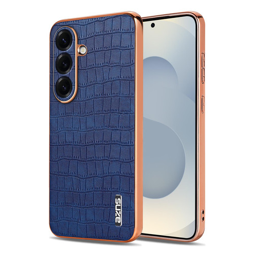 Samsung Galaxy S26+ AZNS Electroplated Frame Crocodile Texture Full Coverage Phone Case - Blue