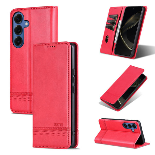 Samsung Galaxy S26+ AZNS Magnetic Calf Texture Flip Leather Phone Case - Red