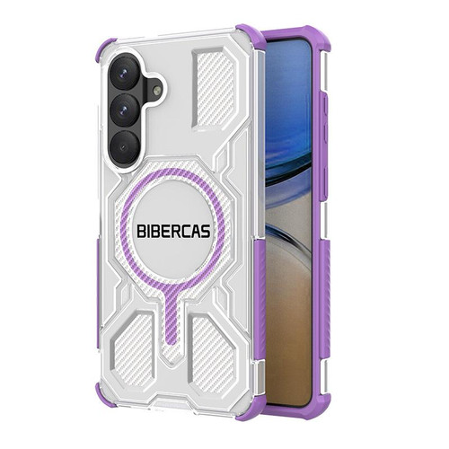 Samsung Galaxy S26+ BIBERCAS Transparent Color Series MagSafe Air Bag Shockproof Phone Case - Purple