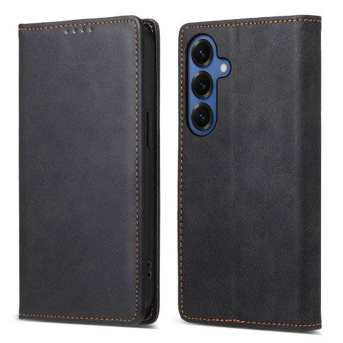 Samsung Galaxy S26+ Business Solid Color Magnetic RFID Leather Phone Case - Black