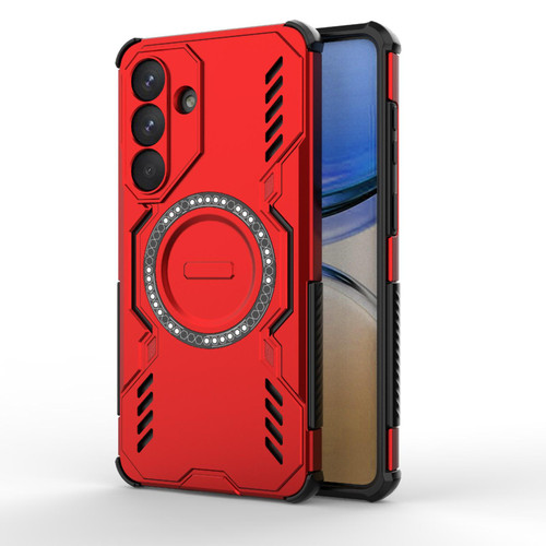 Samsung Galaxy S26+ Butterfly Armor MagSafe Magnetic Ring Shockproof Phone Case - Red