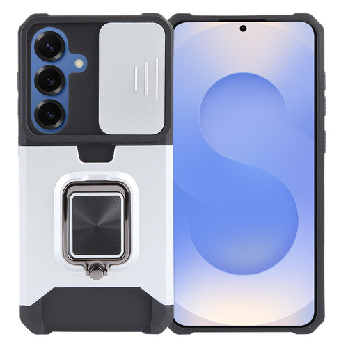 Samsung Galaxy S26+ Camera Shield Card Slot PC+TPU Phone Case - Silver