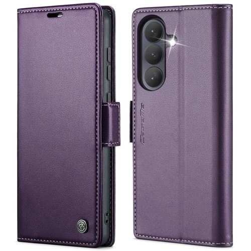 Samsung Galaxy S26+ CaseMe 023 Butterfly Buckle Litchi Texture RFID Anti-theft Leather Phone Case - Purple