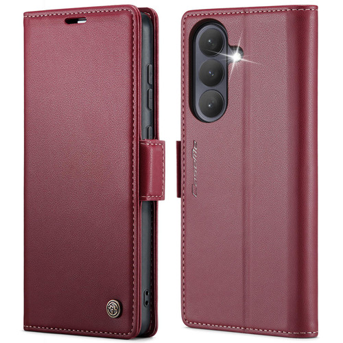 Samsung Galaxy S26+ CaseMe 023 Butterfly Buckle Litchi Texture RFID Anti-theft Leather Phone Case - Red