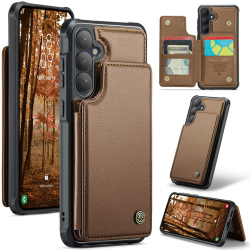 Samsung Galaxy S26+ CaseMe C22 Card Slots Holder RFID Anti-theft Phone Case - Brown