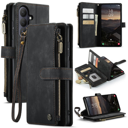Samsung Galaxy S26+ CaseMe C30 Card Slots Zipper Wallet Leather Phone Case - Black
